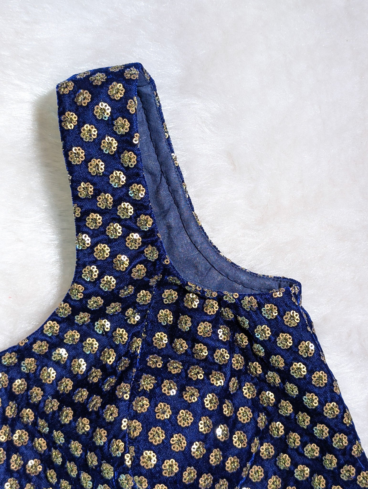 Royal Blue Sequin Embroidered Blouse