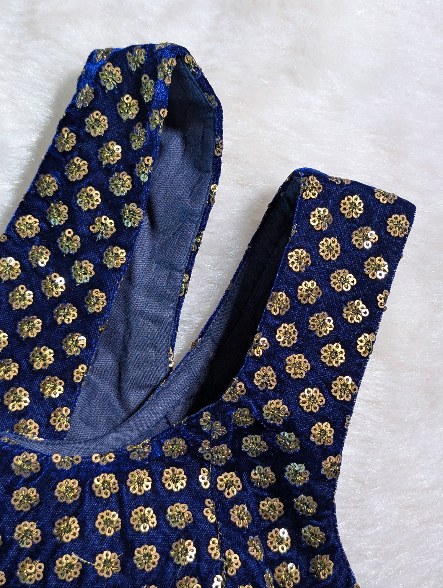 Royal Blue Sequin Embroidered Blouse