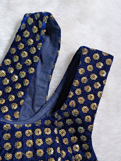 Royal Blue Sequin Embroidered Blouse