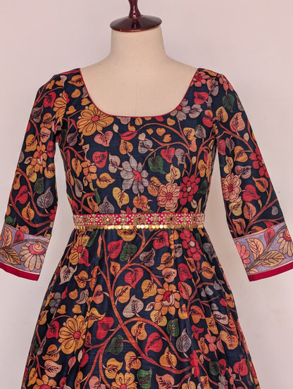 Floral Kalamkari Printed Anarkali Dress