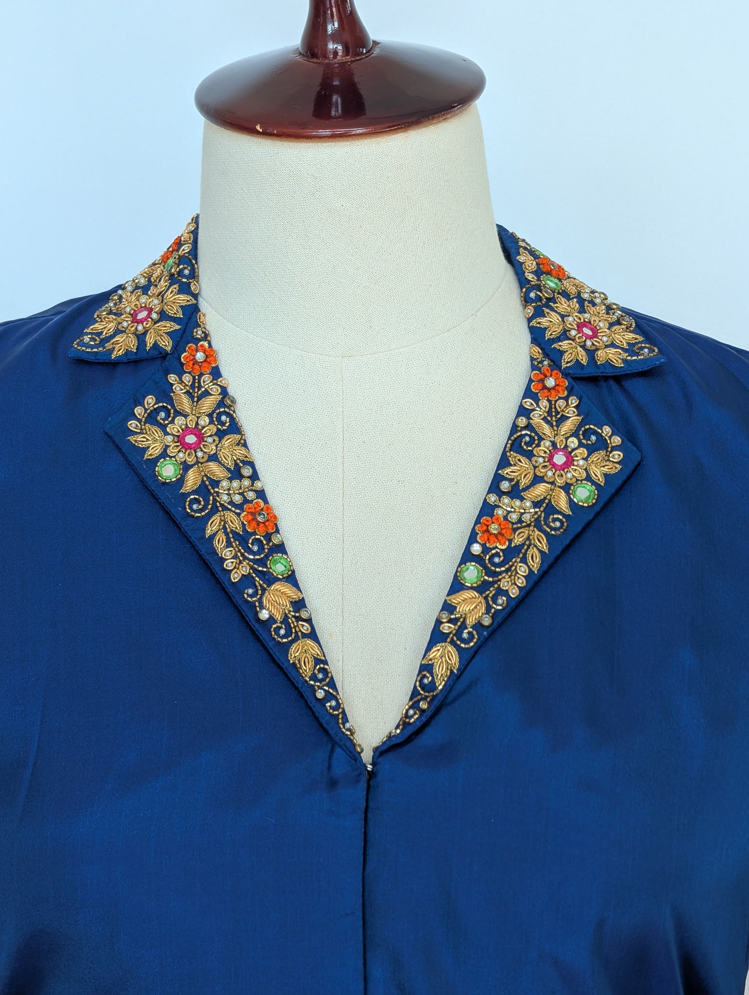 Navy Blue &amp; Pink Silk Lehenga Set