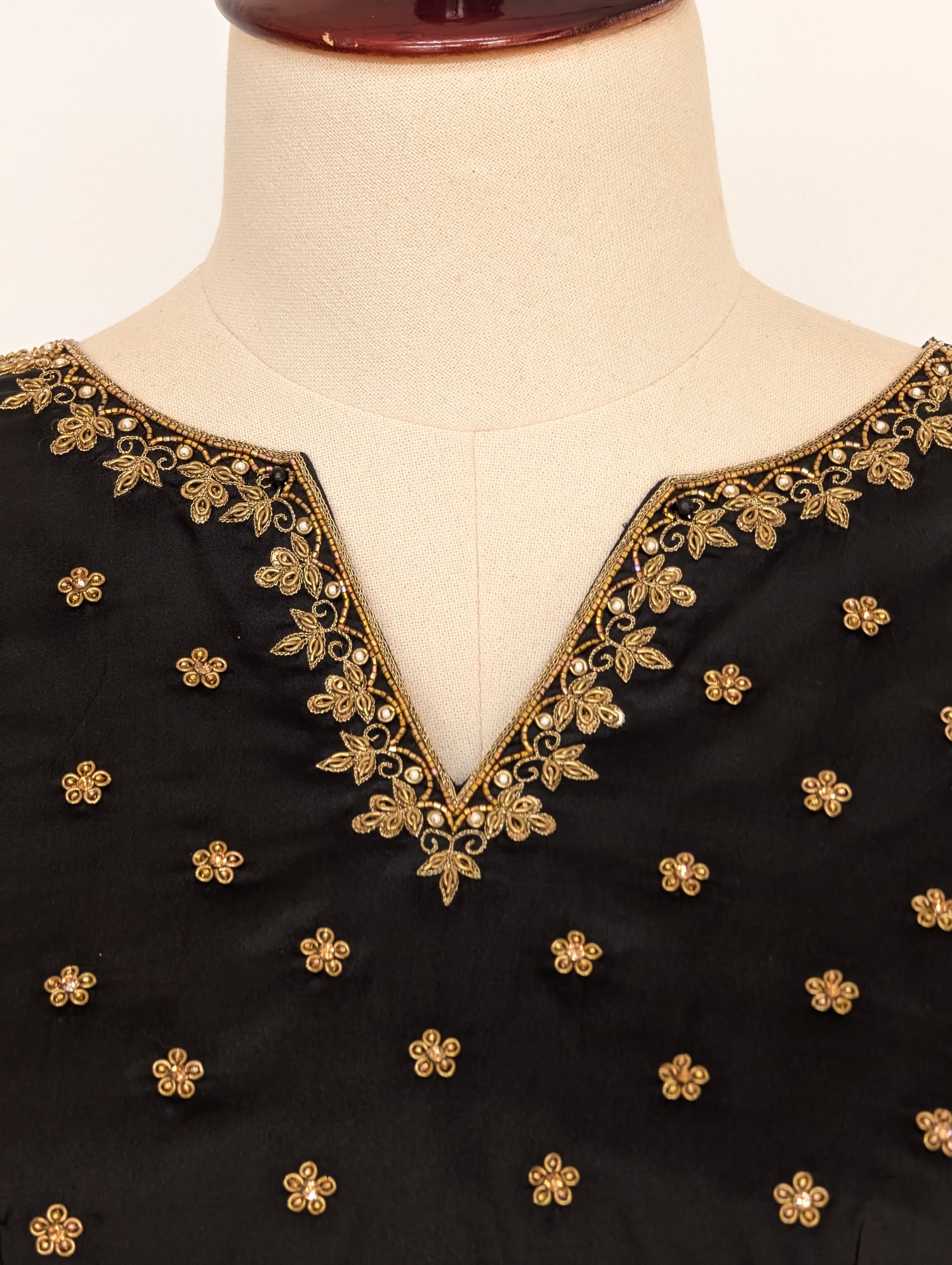 Black &amp; Maroon Printed Lehenga Set with Embroidered Blouse