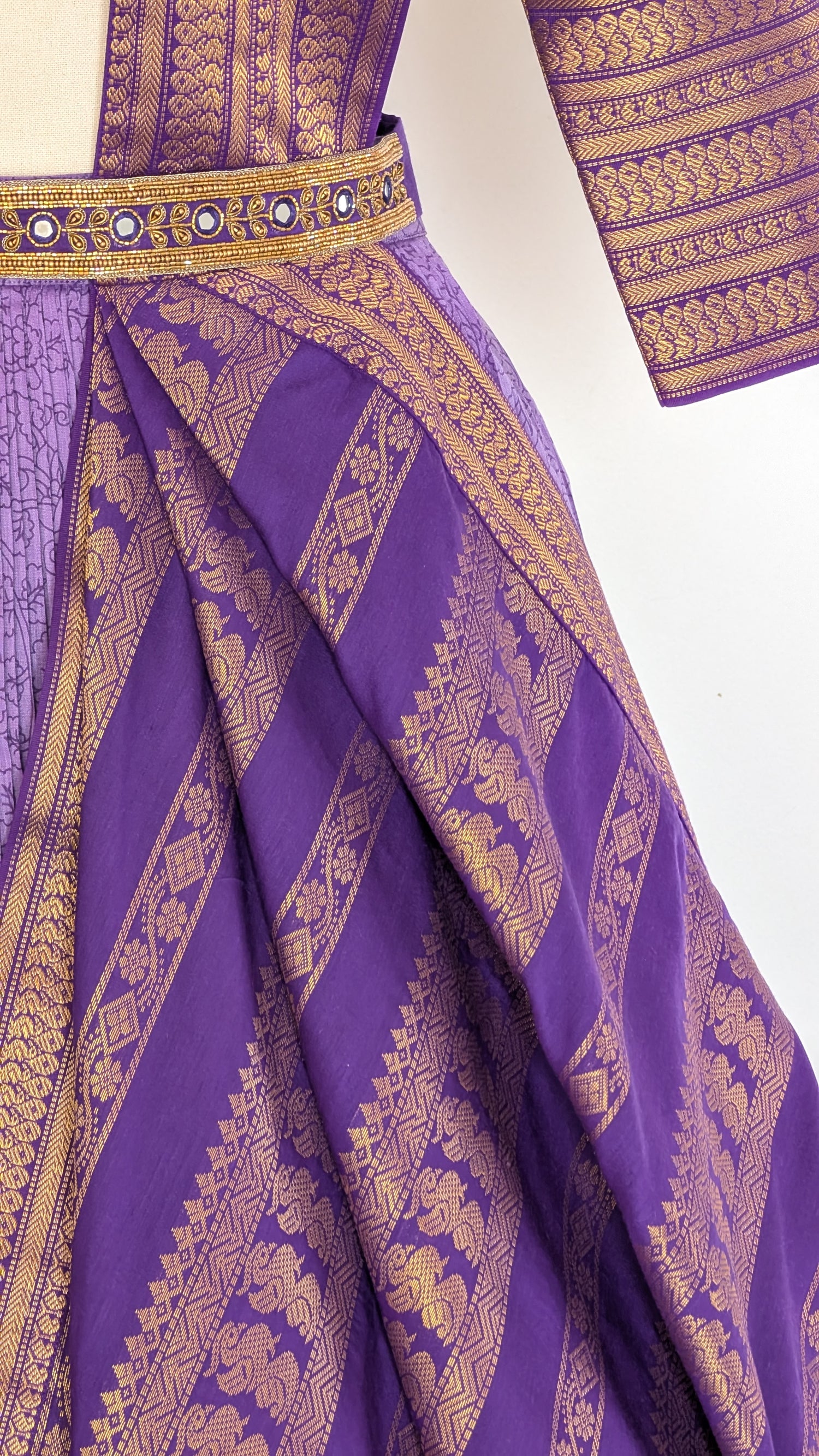 Royal Violet Silk Lehenga with Heritage Zari Drape