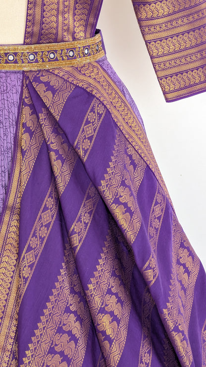 Royal Violet Silk Lehenga with Heritage Zari Drape