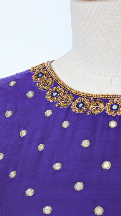 Royal Violet Silk Lehenga with Heritage Zari Drape