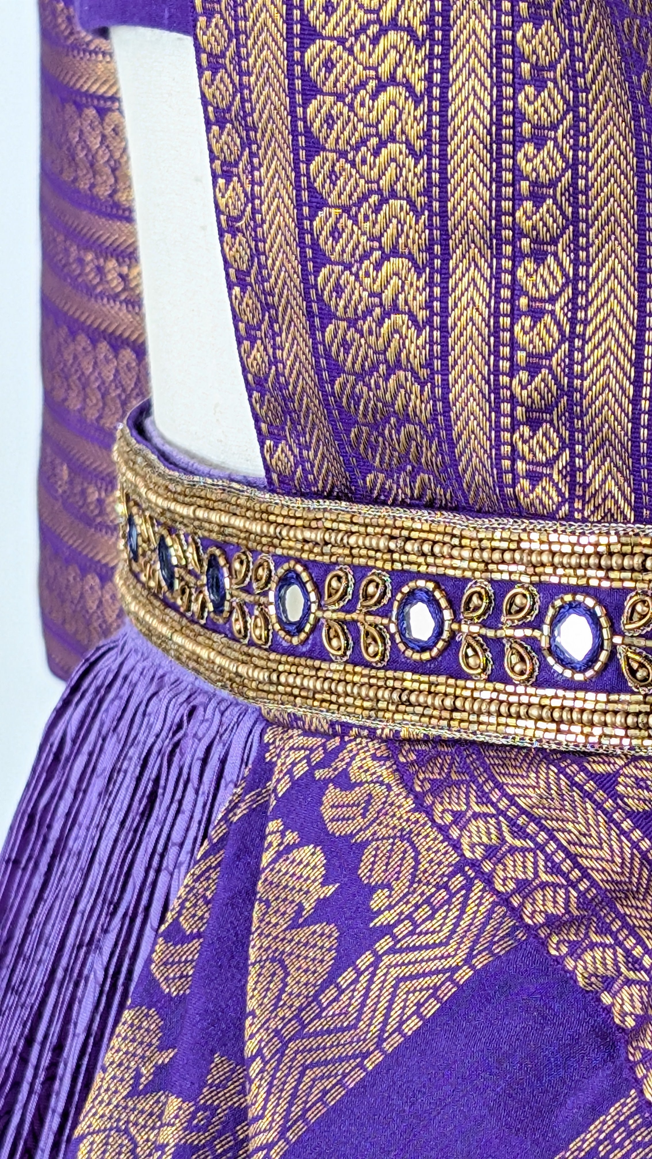 Royal Violet Silk Lehenga with Heritage Zari Drape