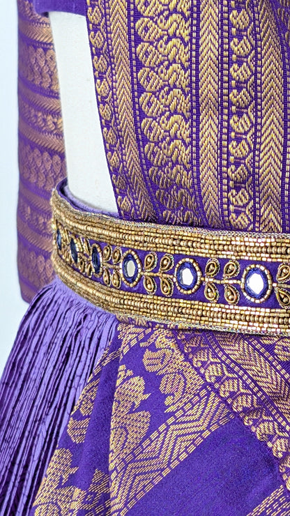 Royal Violet Silk Lehenga with Heritage Zari Drape