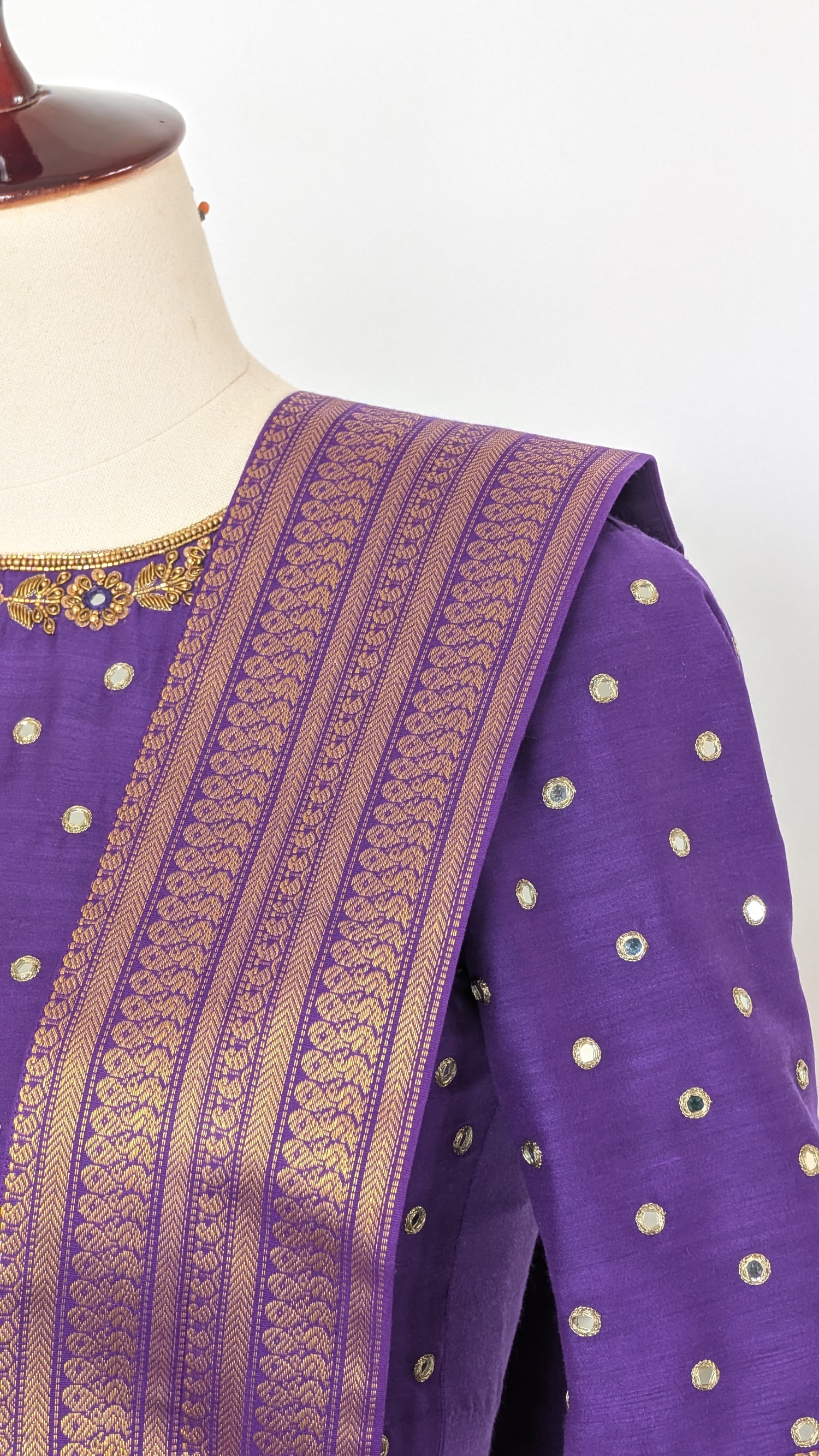 Royal Violet Silk Lehenga with Heritage Zari Drape