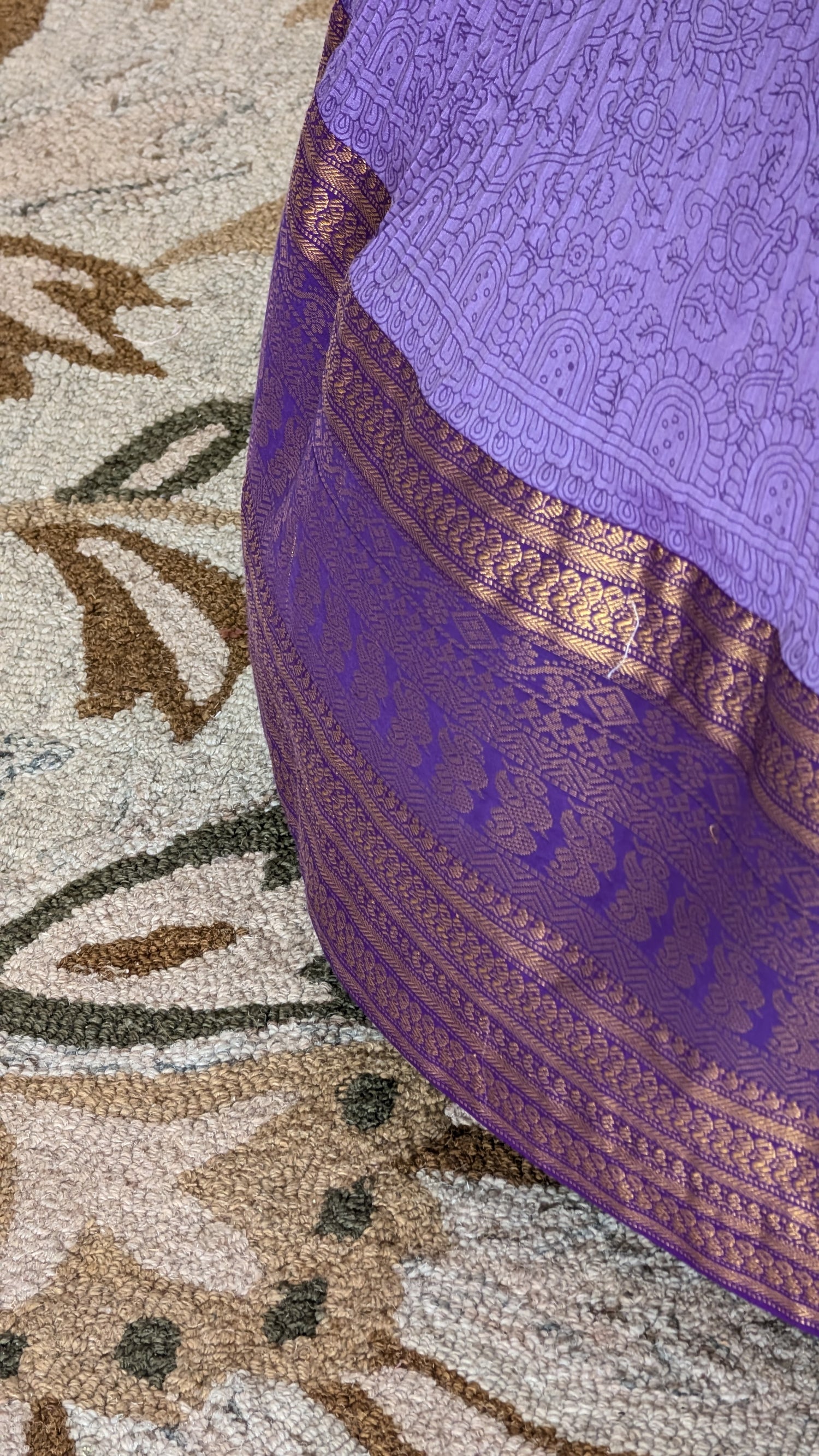 Royal Violet Silk Lehenga with Heritage Zari Drape