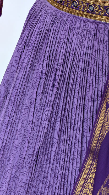 Royal Violet Silk Lehenga with Heritage Zari Drape