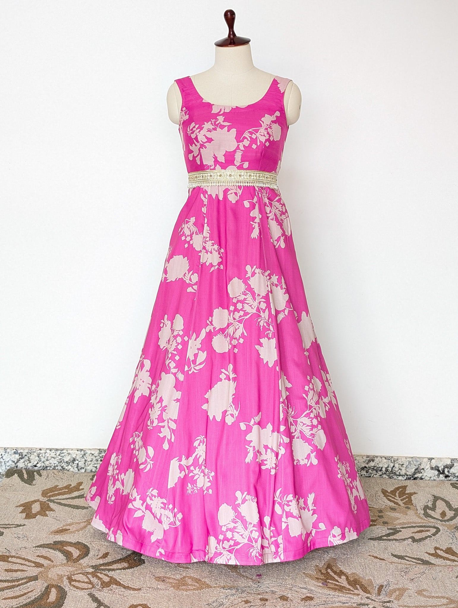 Pink Floral Anarkali Dress