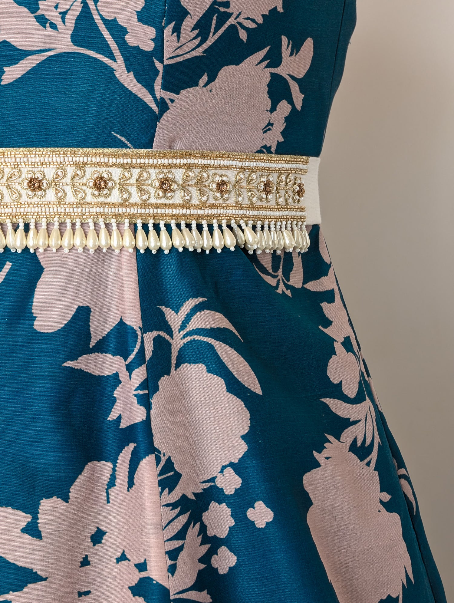 Blue Floral Anarkali Dress