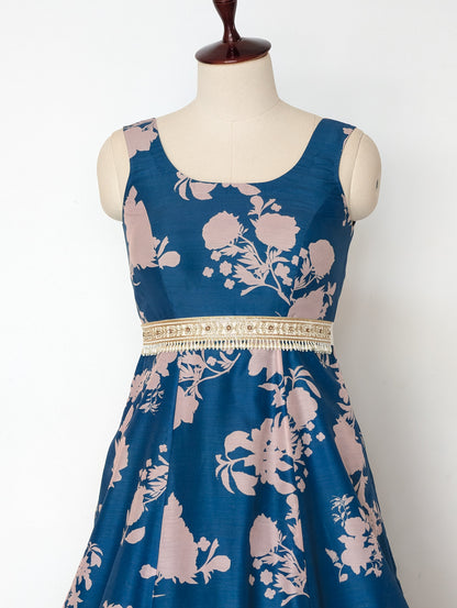 Blue Floral Anarkali Dress