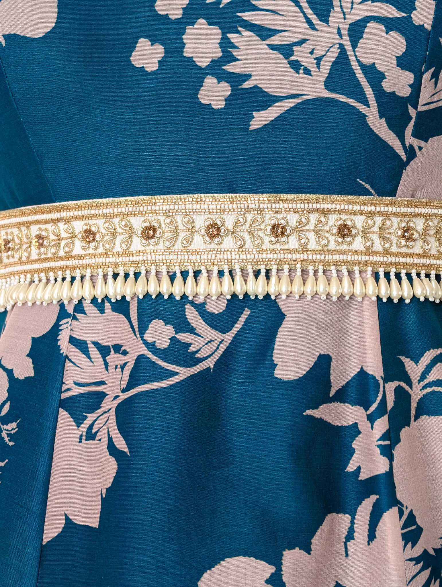 Blue Floral Anarkali Dress