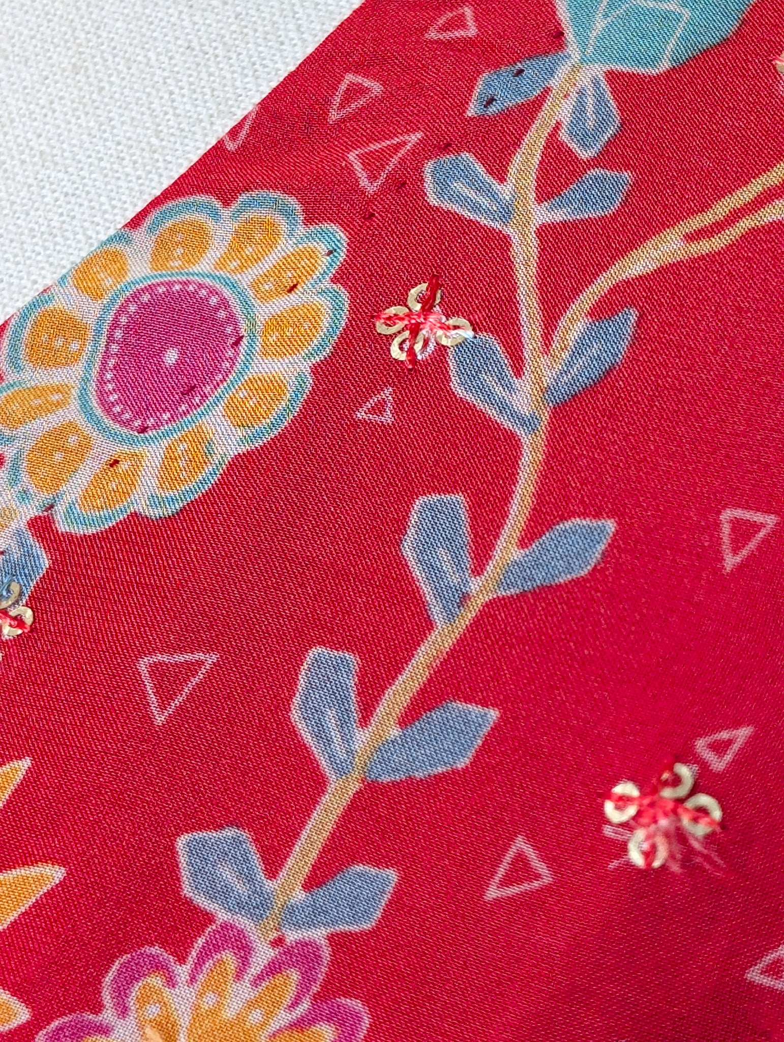 Red &amp; Yellow Floral Anarkali Dress