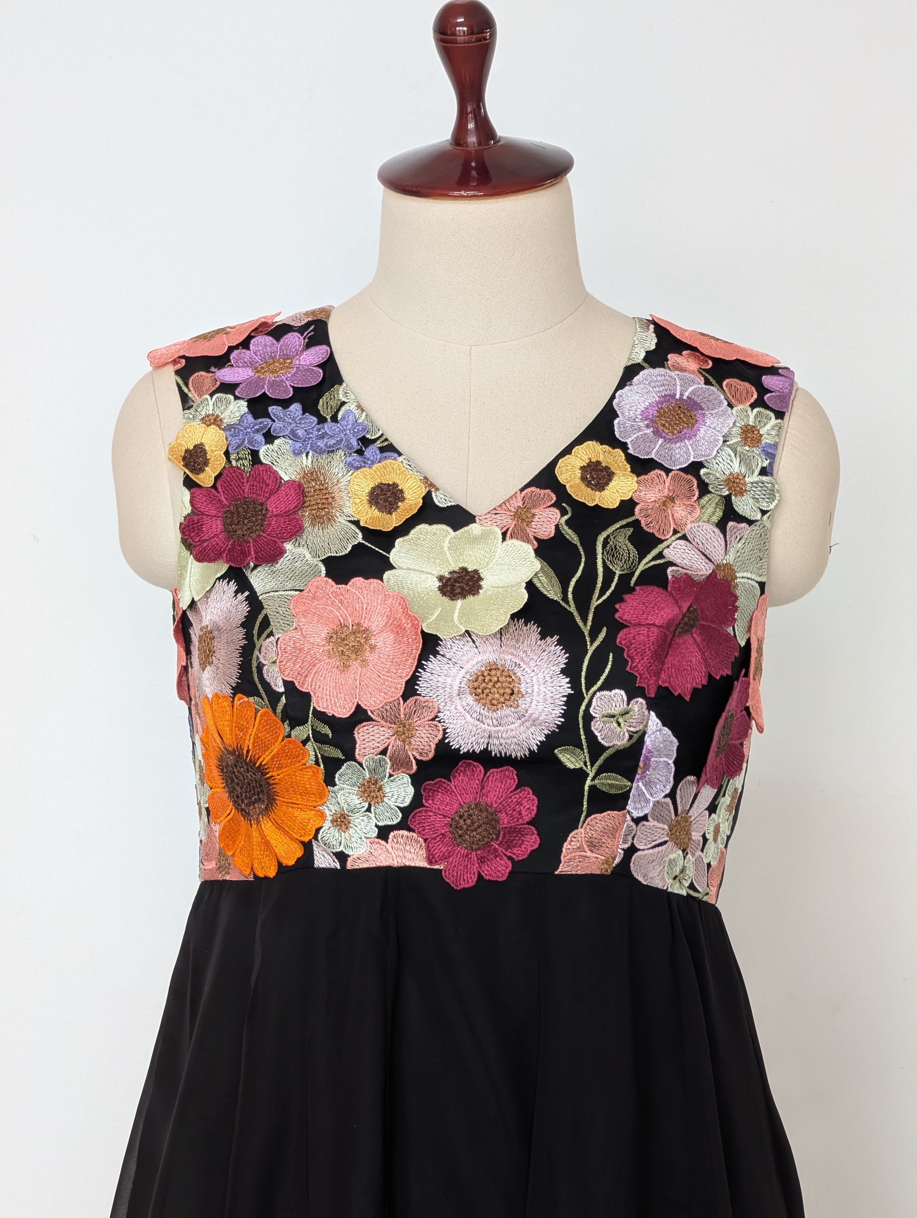 Black Floral Embroidered Anarkali Dress