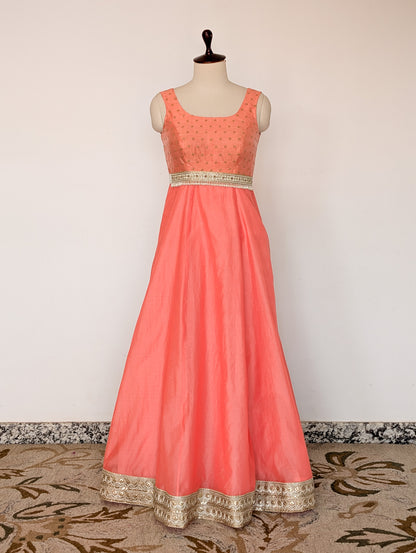 Peach Embellished Anarkali Dress