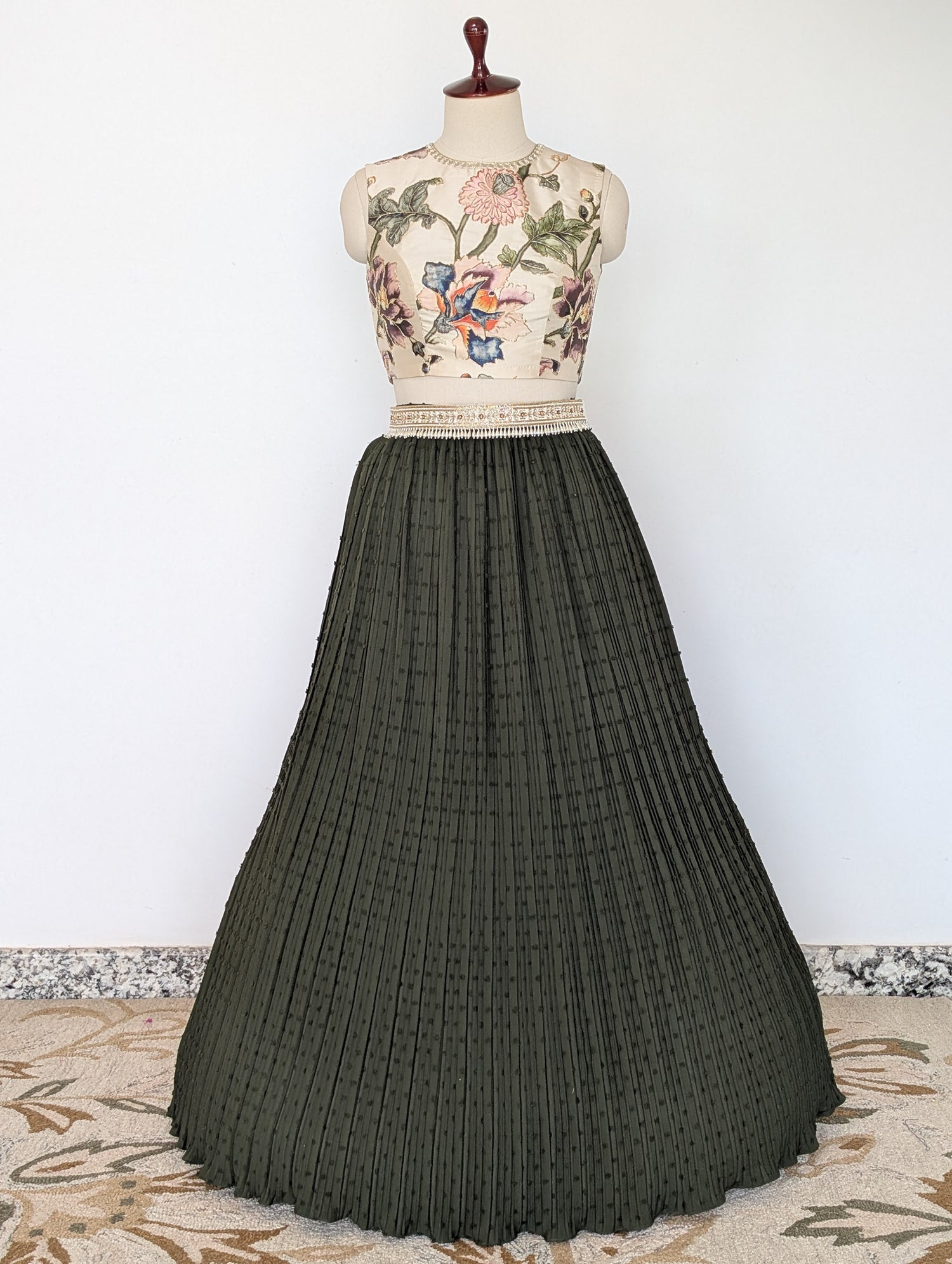 Olive Floral Lehenga Set