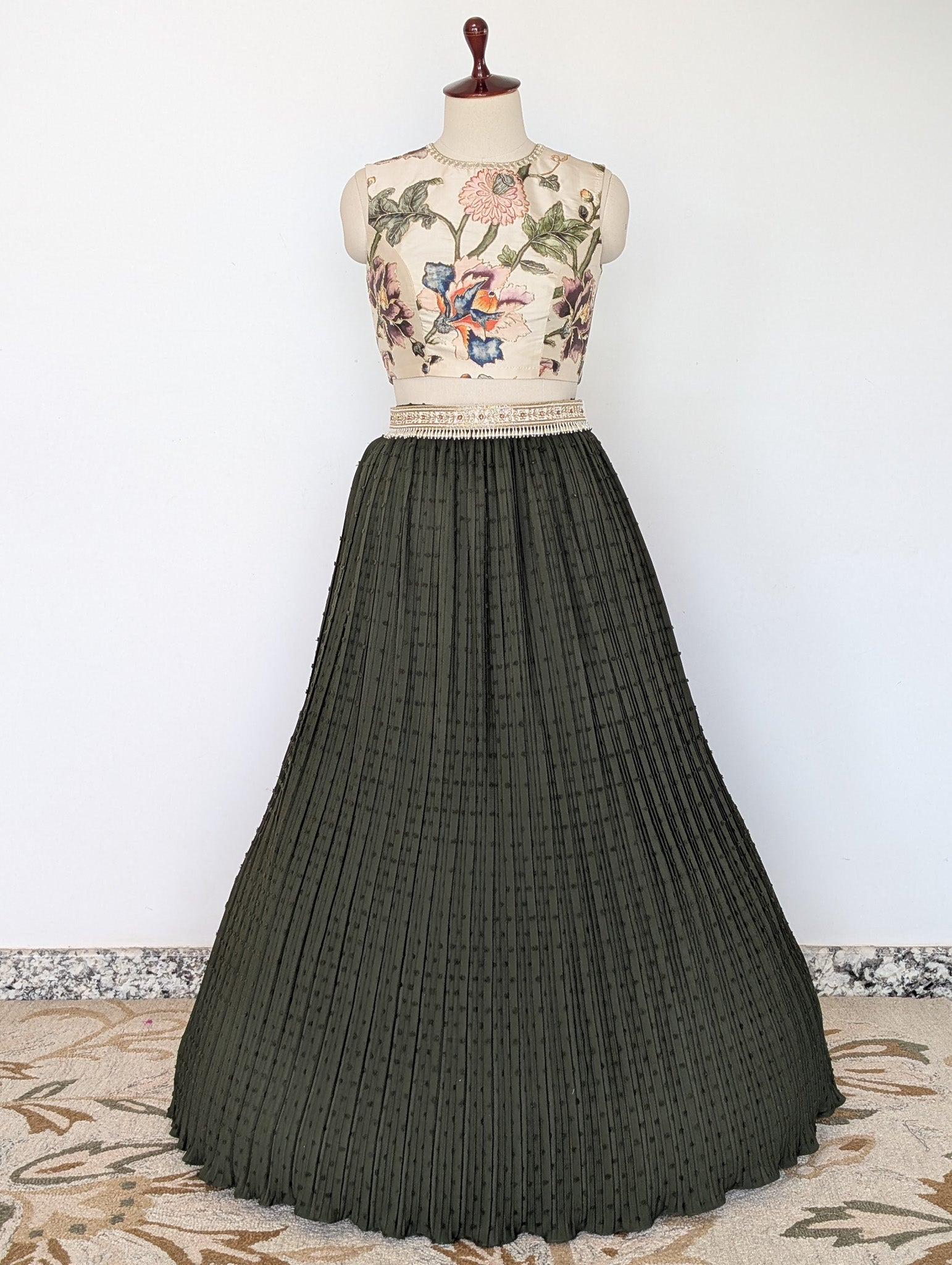 Olive Floral Lehenga Set