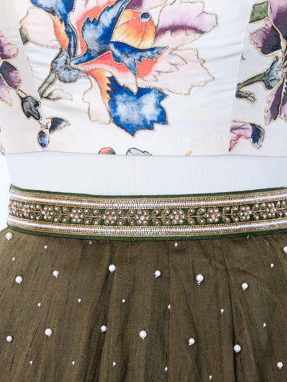 Floral Olive Lehenga