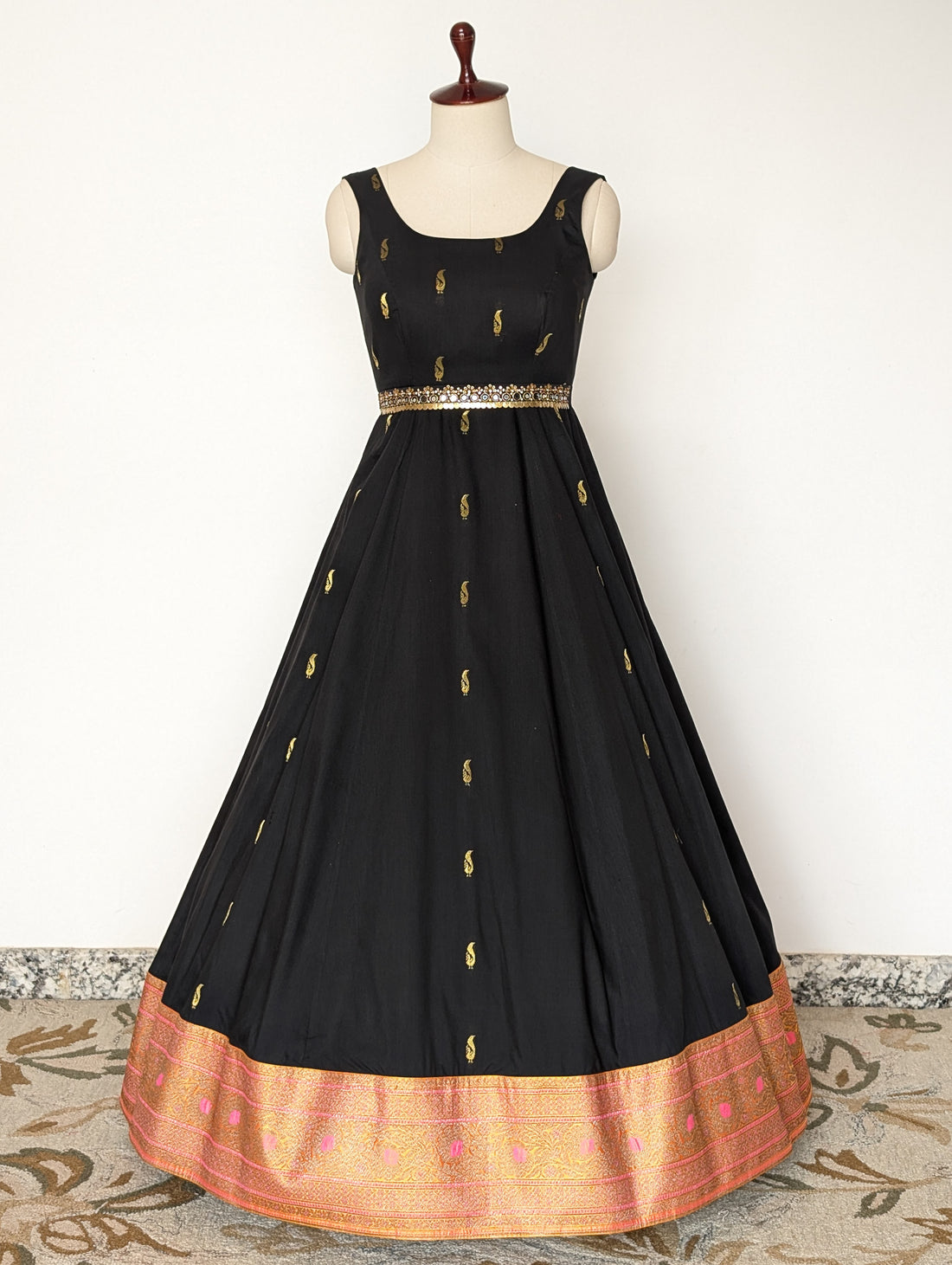 Black Gold Motif Anarkali