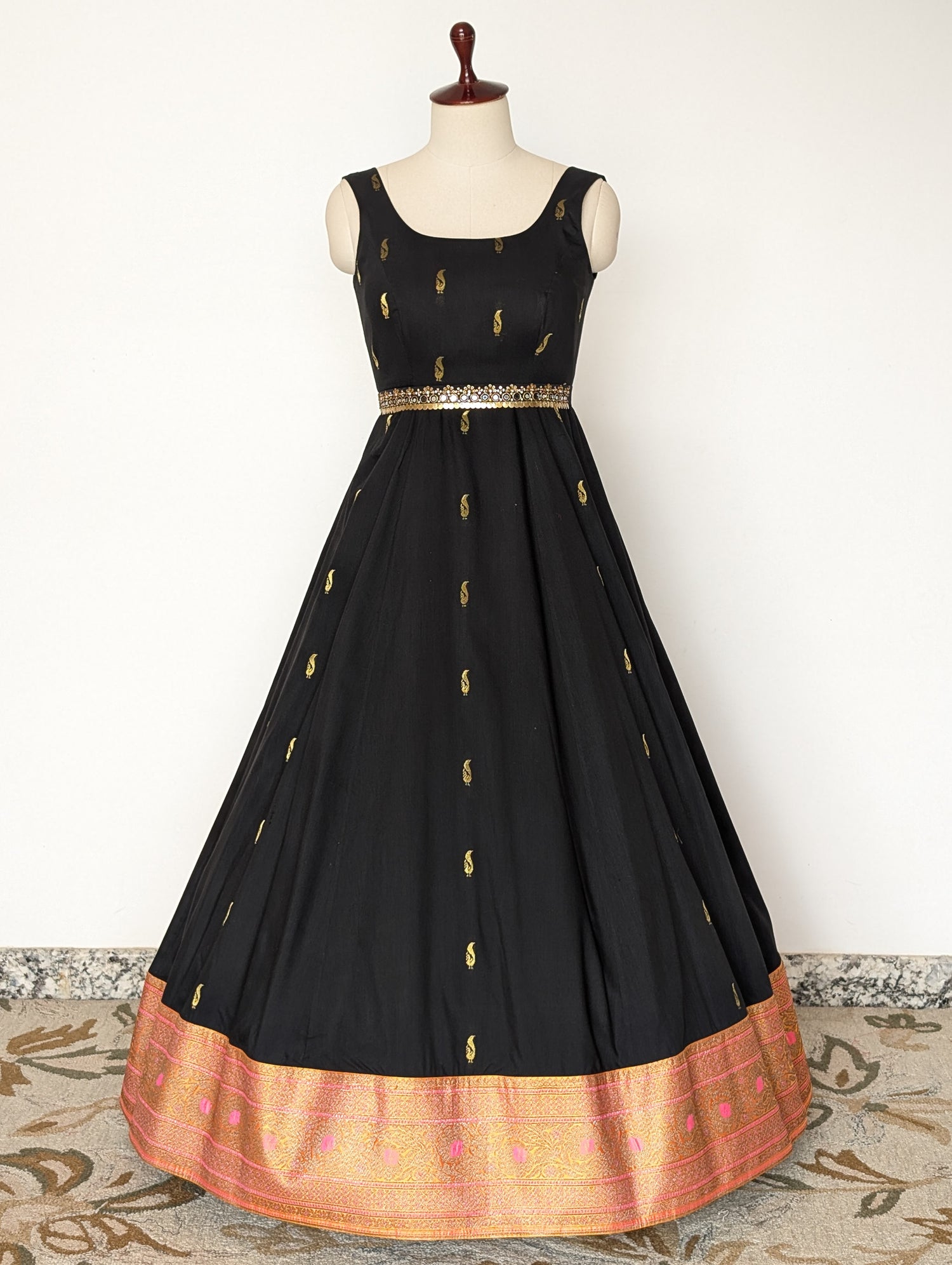 Black Gold Motif Anarkali