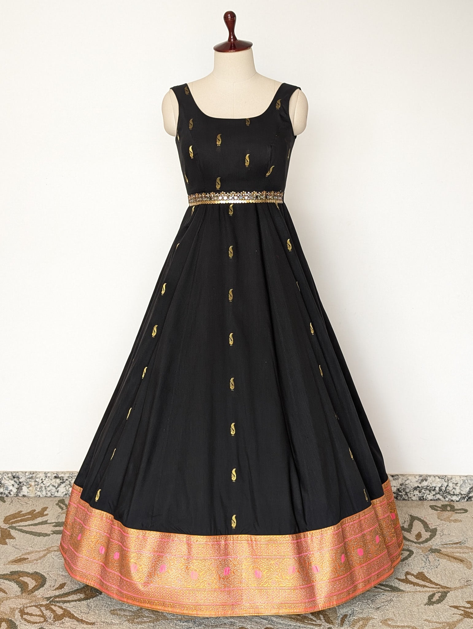 Black Gold Motif Anarkali