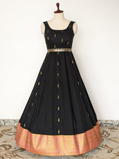 Black Gold Motif Anarkali