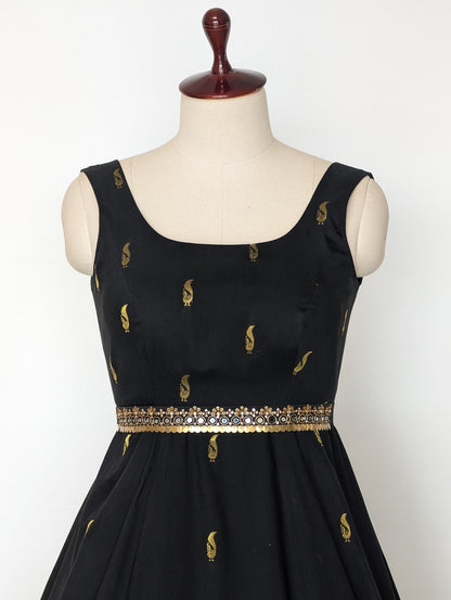 Black Gold Motif Anarkali