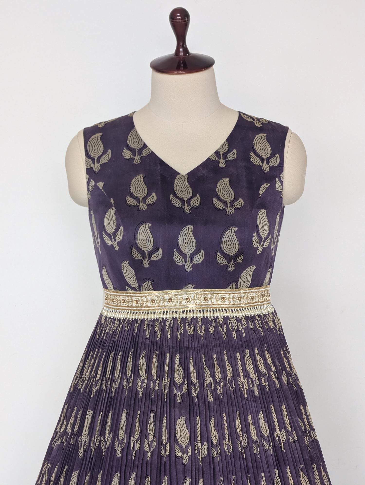 Aubergine Block Print Anarkali