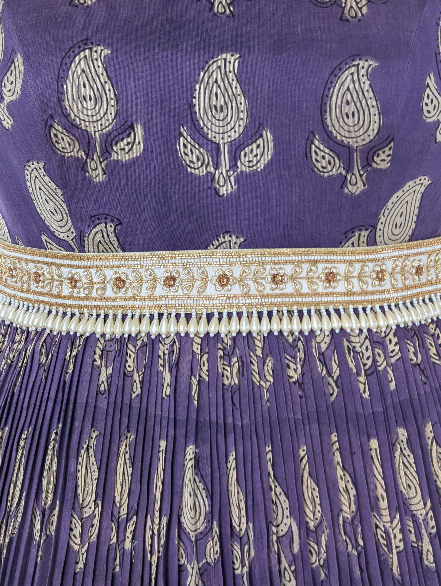 Aubergine Block Print Anarkali