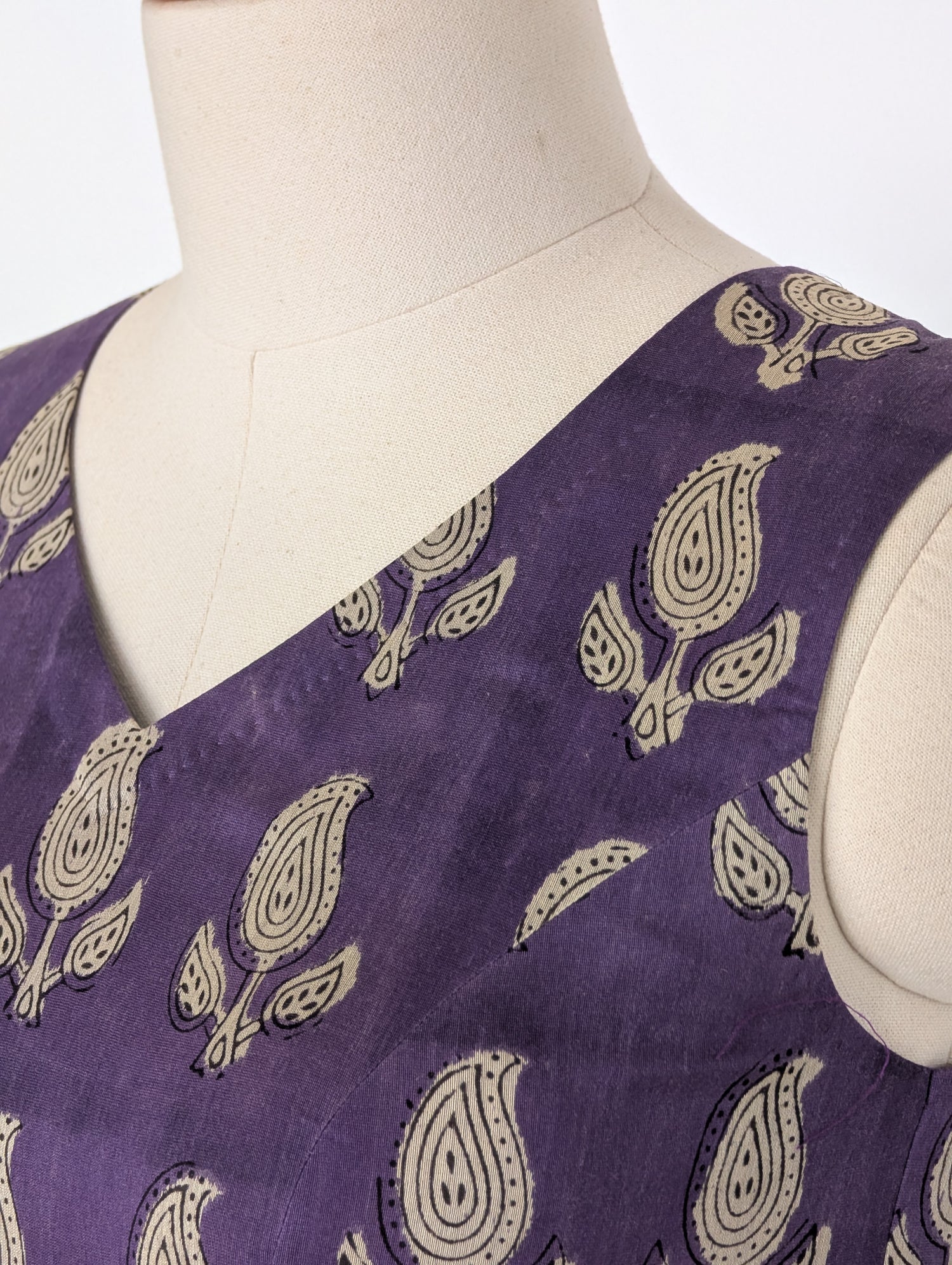 Aubergine Block Print Anarkali
