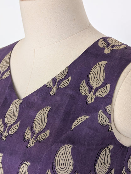 Aubergine Block Print Anarkali