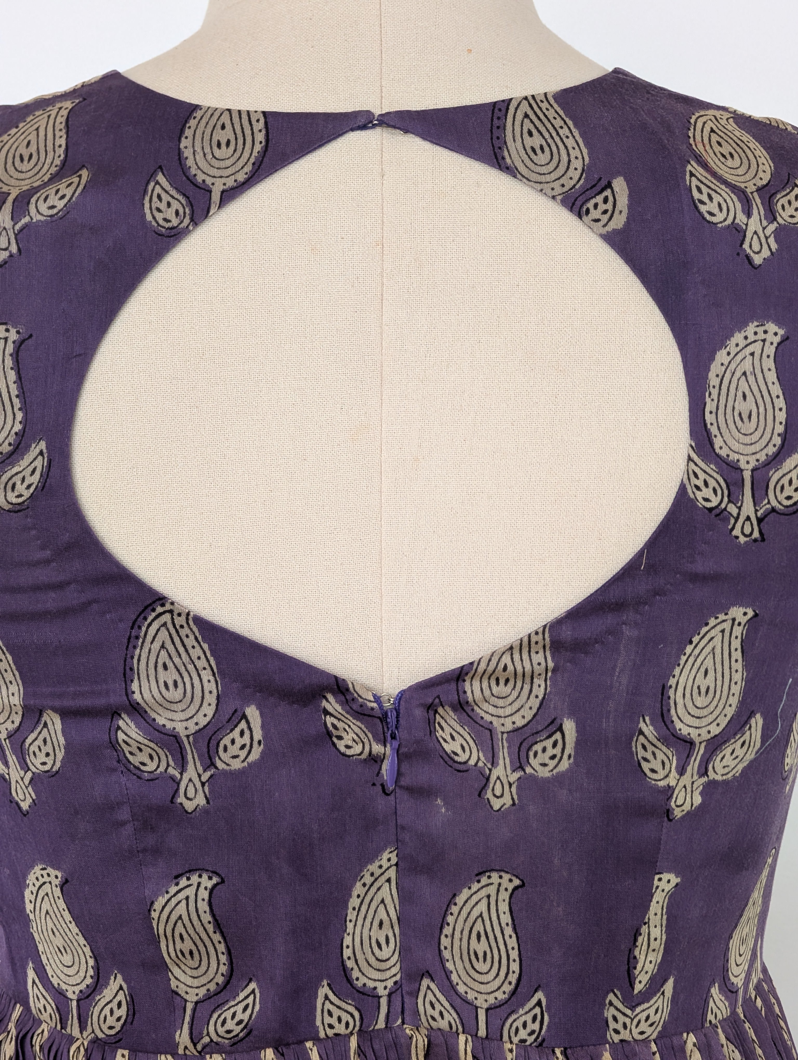 Aubergine Block Print Anarkali