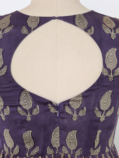 Aubergine Block Print Anarkali