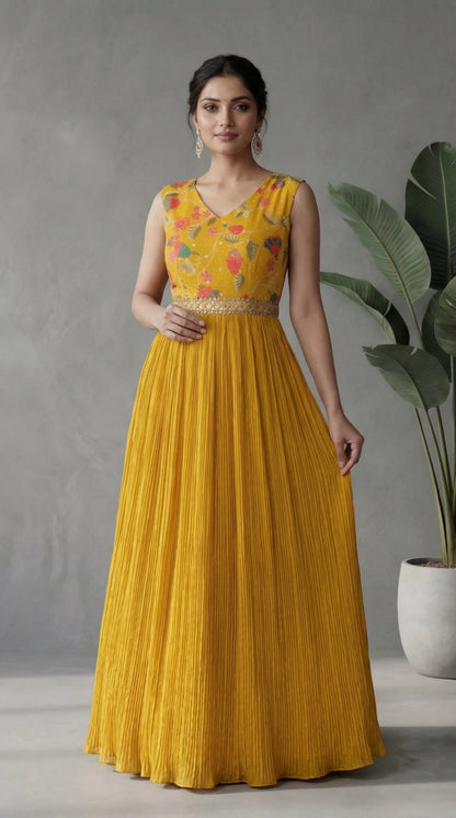 Mustard Floral Gown