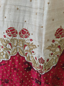Red & Beige Heavy Hand-Embroidered Lehanga set