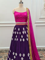 Load image into Gallery viewer, Sale1048 - Purple &amp; Pink Bandhani Lehanga Set
